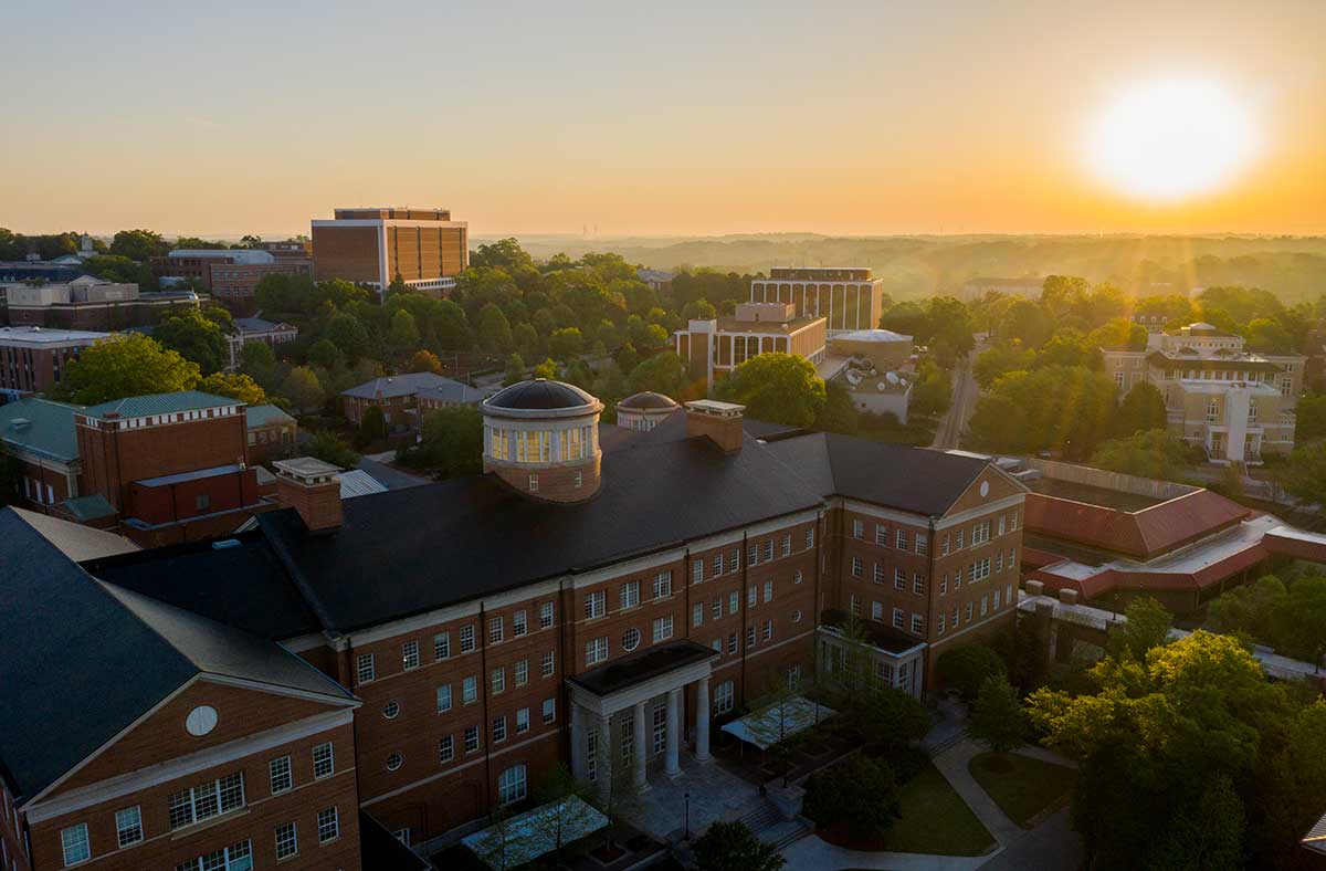 View of UGA campus at sunset