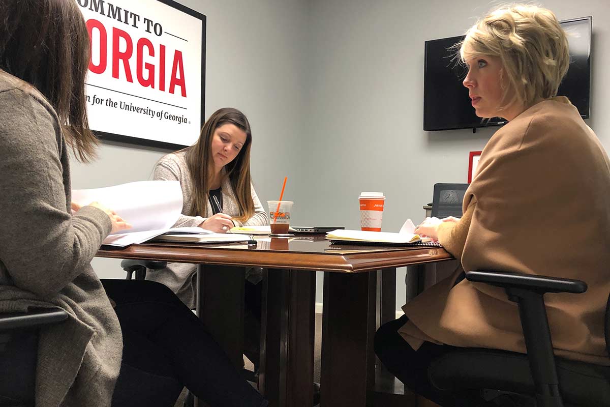 Christy and Kathryn in meeting at UGA's Milledge Center