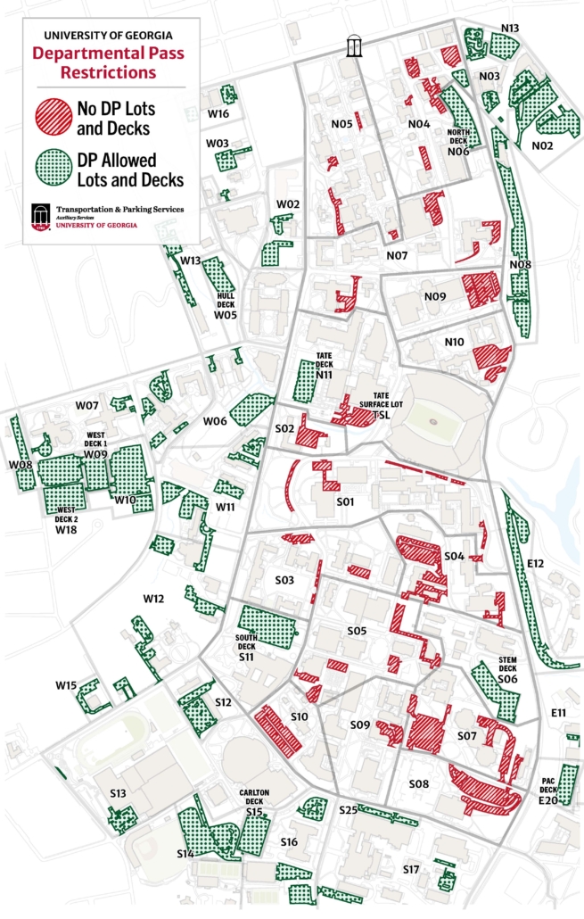 Parking Map of the University of Georgia