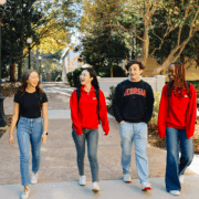 UGA students walking on campus.