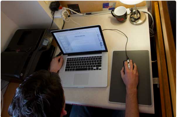 Student working on a laptop