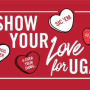 Valentine's Day UGA art graphic.