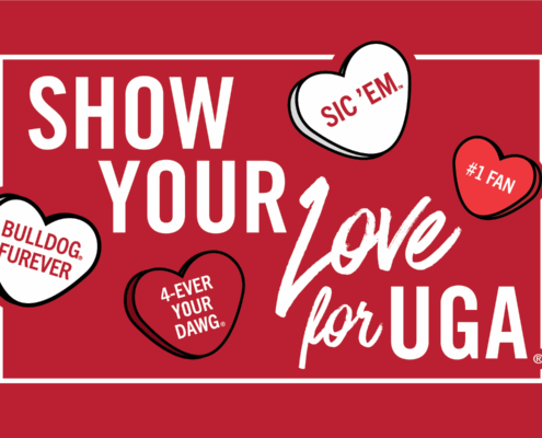 Valentine's Day UGA art graphic.